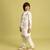 white viscose silk floral thread embroidered boys kurta pajama with jacket