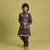 purple viscose silk floral thread embroidered boys kurta pajama with jacket