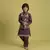 purple viscose silk floral thread embroidered boys kurta pajama with jacket