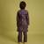 purple viscose silk floral thread embroidered boys kurta pajama with jacket