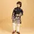 black viscose silk thread embroidered boys kurta pajama