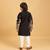 Black viscose silk thead with sequins embroidered work wedding function festival party boys straight kurta pant