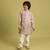 Peach viscose silk thead with sequins embroidered work wedding function festival party boys straight kurta pant