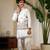 white viscose silk thread embroidered boys kurta set with jacket