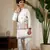 white viscose silk thread embroidered boys kurta set with jacket