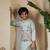pista green viscose silk thread embroidered boys kurta set with jacket