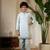 pista green viscose silk thread embroidered boys kurta set with jacket
