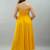yellow shoulder straps fit & flare midi dress