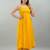 yellow shoulder straps fit & flare midi dress