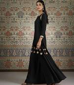 Black vichitra silk kurta palazzo set