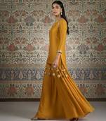 Mustard vichitra silk kurta palazzo set