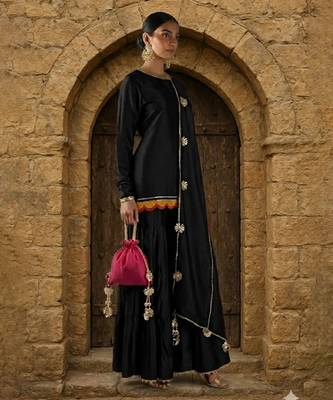 Black vichitra silk palazzo set 2