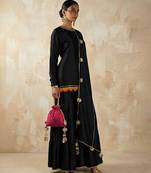 Black vichitra silk palazzo set