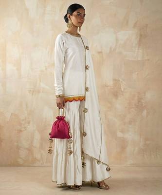White vichitra silk palazzo set 1