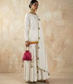 White vichitra silk palazzo set