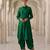 Green vichitra silk cowl skirt set