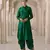 Green vichitra silk cowl skirt set