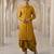Mustard vichitra silk cowl skirt set