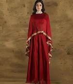 Red vichitra silk cape palazzo set