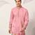 pink viscose silk floral embroidered kurta pajama set for men