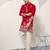 red viscose silk floral embroidered kurta pajama set for men