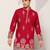 red viscose silk floral embroidered kurta pajama set for men