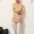 yellow viscose silk floral embroidered kurta pajama set for men