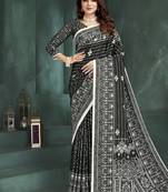 Black or foil premium printed saree with blouse