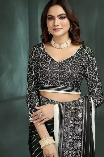 Black or foil  printed saree with blouse