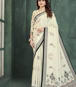 White or foil  printed saree with blouse