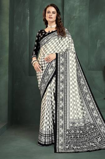 Black or foil  printed saree with blouse