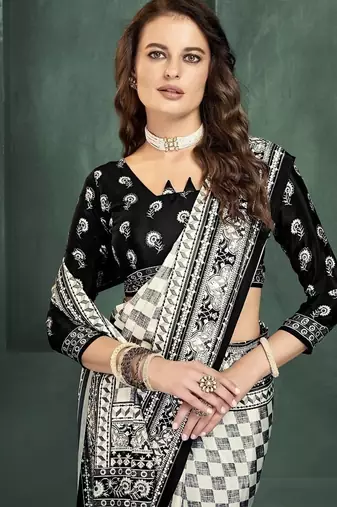 Black or foil  printed saree with blouse