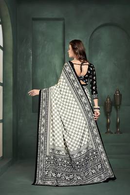 Black or foil  printed saree with blouse 4