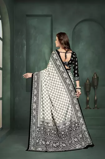 Black or foil  printed saree with blouse