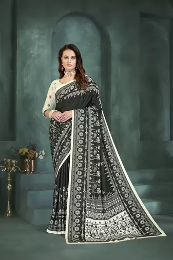 Black or foil  printed saree with blouse