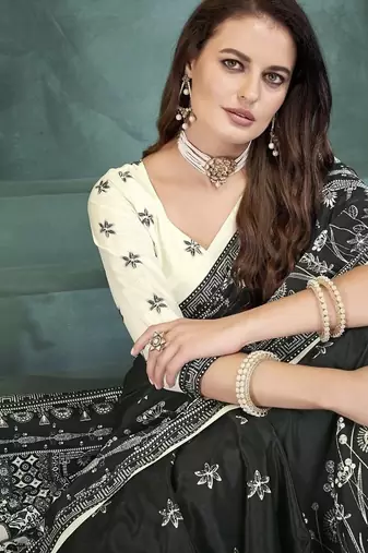 Black or foil  printed saree with blouse