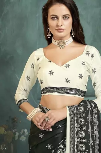 Black or foil  printed saree with blouse