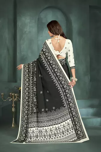Black or foil  printed saree with blouse