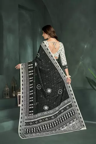 Black or foil  printed saree with blouse