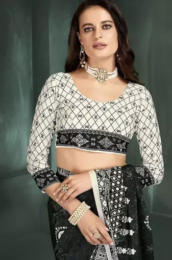 Black or foil  printed saree with blouse