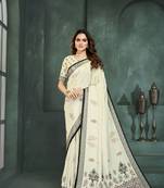 White or foil  printed saree with blouse