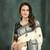 White or foil premium printed saree with blouse