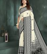 White or foil  printed saree with blouse