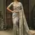 Grey silk blend saree with embroidered zari work