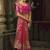 Rani pink & red silk blend saree with embroidered jari and cut-dana work