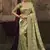 Olive green silk blend saree with embroidered zari work