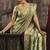 Olive green silk blend saree with embroidered jari and cut-dana work