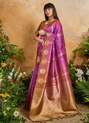 Weaving handloom silk blend magenta saree 2