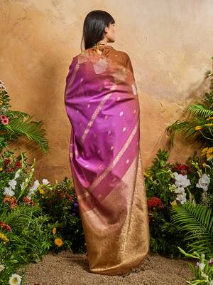Weaving handloom silk blend magenta saree 3