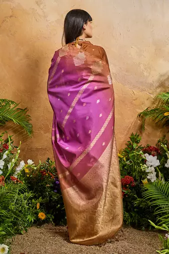 Weaving handloom silk blend magenta saree